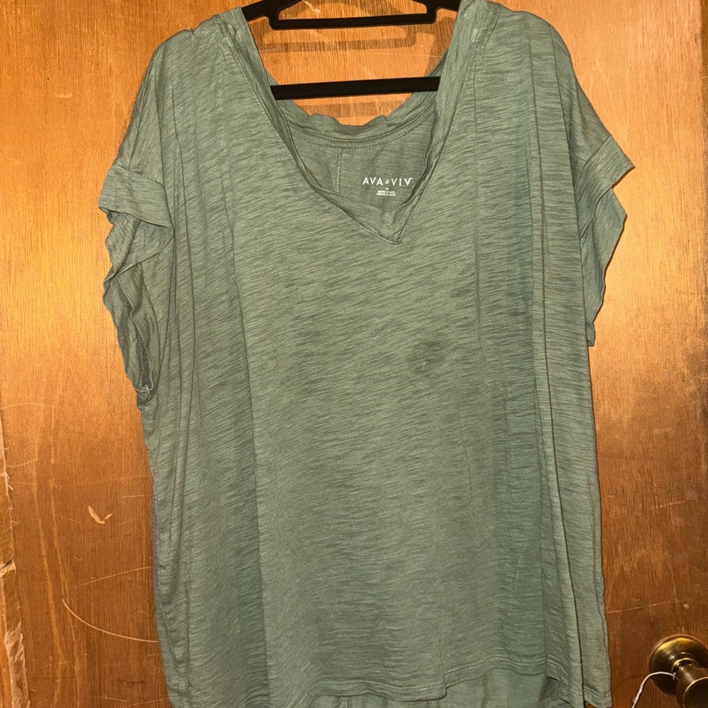 Ava & Viv Green Relaxed Boxy Short Sleeve Tunic